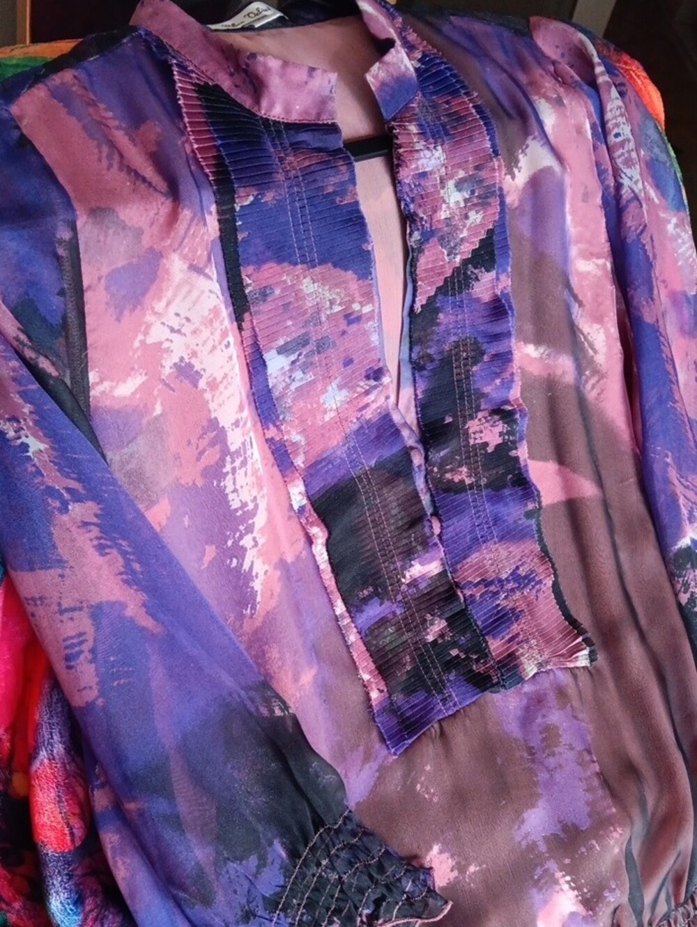 Beautiful Purple Pink Sheer Blouse